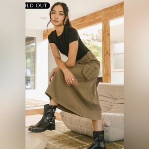 Bohme khaki ANGELINA CARGO SKIRT